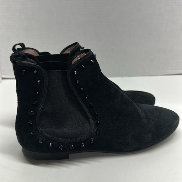 Pretty Ballerinas Boots Ankle Booties Suede Leather Studded Black Size 38 US 8 - Picture 3 of 9